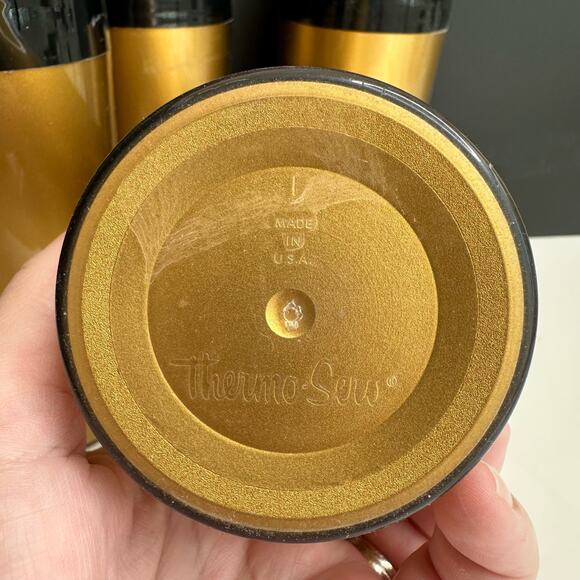 Vtg Thermo-Serv Drinking Tumbler Cup Insulated Gold Mid Century Set/5 - Picture 4 of 5